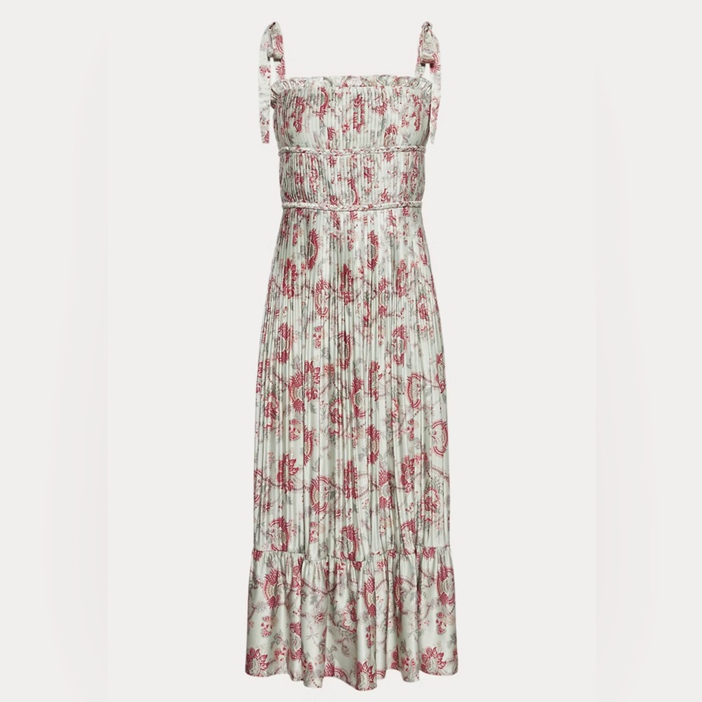 Ralph Lauren Pleated Satin Maxi Dress